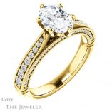 Oval Shaped Forever One Moissanite Engagement Ring #GTJ1049-oval-fo-y