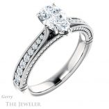 Pear Shaped Forever Brilliant Moissanite Engagement Ring #GTJ1049-pear-fb-w