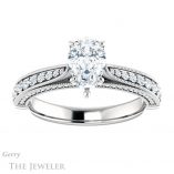 Pear Shaped Forever Brilliant Moissanite Engagement Ring #GTJ1049-pear-fb-w