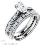 Pear Shaped Forever Brilliant Moissanite Engagement Ring #GTJ1049-pear-fb-w