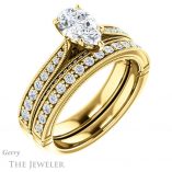 Pear Shaped Forever One Moissanite Engagement Ring #GTJ1049-pear-fb-y 6 Pear Shaped Forever Brilliant Moissanite Engagement Ring #GTJ1049-pear-fb-y
