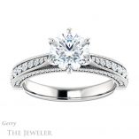 Round Cut Forever One Moissanite Engagement Ring #GTJ1049-round-fo-w 1 Round Cut Forever One Moissanite Engagement Ring #GTJ1049-round-fo-w
