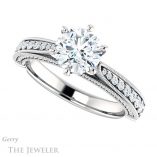 Round Cut Forever One Moissanite Engagement Ring #GTJ1049-round-fo-w 5 Round Cut Forever One Moissanite Engagement Ring #GTJ1049-round-fo-w