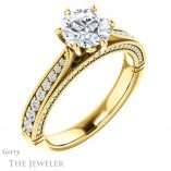 Round Cut Forever One Moissanite Engagement Ring #GTJ1049-round-fo-y 4 Round Cut Forever One Moissanite Engagement Ring #GTJ1049-round-fo-y