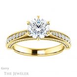 Round Cut Forever One Moissanite Engagement Ring #GTJ1049-round-fo-y 1 Round Cut Forever One Moissanite Engagement Ring #GTJ1049-round-fo-y