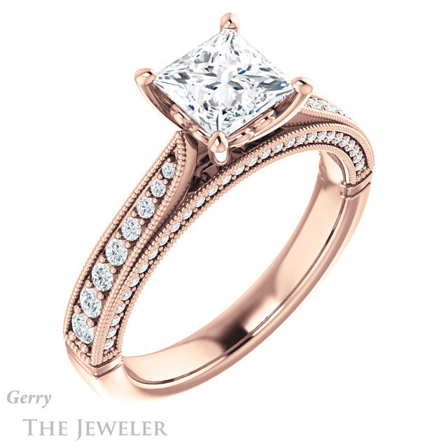 Princess Cut Forever One Moissanite Engagement Ring #GTJ1049-square-fo-r 4 Princess Cut Forever One Moissanite Engagement Ring #GTJ1049-square-fo-r