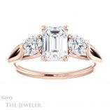 Emerald Cut Forever One Moissanite Engagement Ring #GTJ1050-emerald-fb-r 1 Emerald Cut Forever Brilliant Moissanite Engagement Ring #GTJ1050-emerald-fb-r