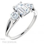 Emerald Cut Forever One Moissanite Engagement Ring #GTJ1050-emerald-fb-w 4 Emerald Cut Forever Brilliant Moissanite Engagement Ring #GTJ1050-emerald-fb-w