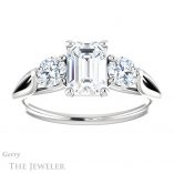 Emerald Cut Forever One Moissanite Engagement Ring #GTJ1050-emerald-fb-w 1 Emerald Cut Forever Brilliant Moissanite Engagement Ring #GTJ1050-emerald-fb-w