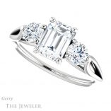 Emerald Cut Forever One Moissanite Engagement Ring #GTJ1050-emerald-fb-w 5 Emerald Cut Forever Brilliant Moissanite Engagement Ring #GTJ1050-emerald-fb-w