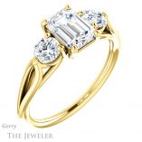 Emerald Cut Forever One Moissanite Engagement Ring #GTJ1050-emerald-fb-y 4 Emerald Cut Forever Brilliant Moissanite Engagement Ring #GTJ1050-emerald-fb-y