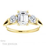 Emerald Cut Forever One Moissanite Engagement Ring #GTJ1050-emerald-fb-y 1 Emerald Cut Forever Brilliant Moissanite Engagement Ring #GTJ1050-emerald-fb-y
