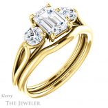 Emerald Cut Forever One Moissanite Engagement Ring #GTJ1050-emerald-fb-y 6 Emerald Cut Forever Brilliant Moissanite Engagement Ring #GTJ1050-emerald-fb-y