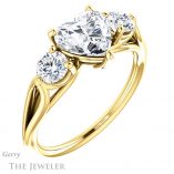 Heart Shaped Forever One Moissanite Engagement Ring #GTJ1050-heart-fb-y 4 Heart Shaped Forever Brilliant Moissanite Engagement Ring #GTJ1050-heart-fb-y