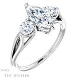 Marquise Cut Forever One Moissanite Engagement Ring #GTJ1050-marquise-fb-w 4 Marquise Cut Forever Brilliant Moissanite Engagement Ring #GTJ1050-marquise-fb-w