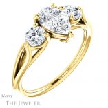 Pear Shaped Forever One Moissanite Engagement Ring #GTJ1050-pear-fb-y 4 Pear Shaped Forever Brilliant Moissanite Engagement Ring #GTJ1050-pear-fb-y