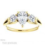 Pear Shaped Forever One Moissanite Engagement Ring #GTJ1050-pear-fb-y 1 Pear Shaped Forever Brilliant Moissanite Engagement Ring #GTJ1050-pear-fb-y