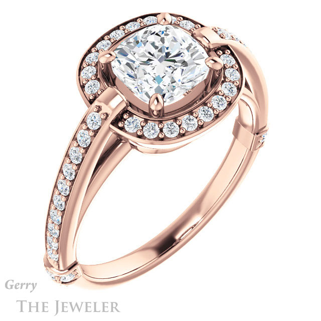 Cushion Cut Forever One Moissanite Engagement Ring #GTJ1051-cushion-fo-r 4 Cushion Cut Forever One Moissanite Engagement Ring #GTJ1051-cushion-fo-r