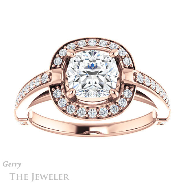 Cushion Cut Forever One Moissanite Engagement Ring #GTJ1051-cushion-fo-r