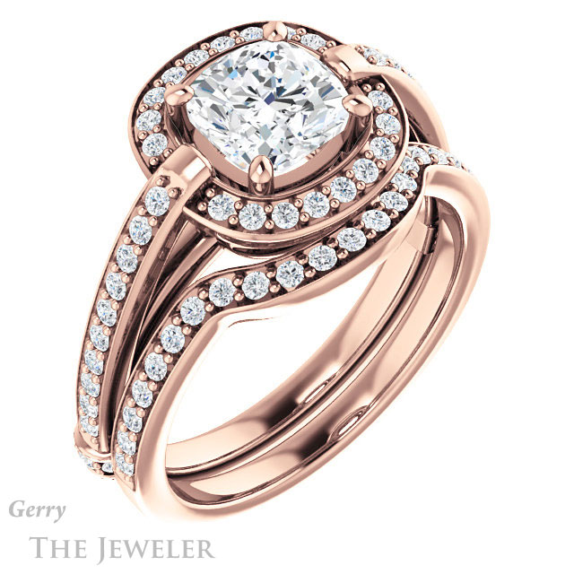Cushion Cut Forever One Moissanite Engagement Ring #GTJ1051-cushion-fo-r 6 Cushion Cut Forever One Moissanite Engagement Ring #GTJ1051-cushion-fo-r