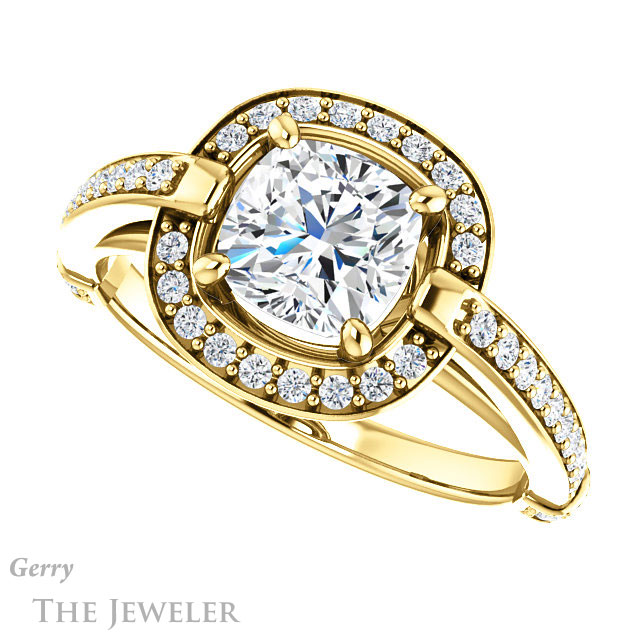 Cushion Cut Forever One Moissanite Engagement Ring #GTJ1051-cushion-fo-y 5 Cushion Cut Forever One Moissanite Engagement Ring #GTJ1051-cushion-fo-y