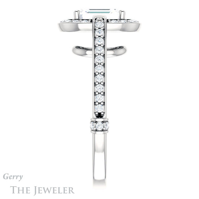 Emerald Cut Forever Brilliant Moissanite Engagement Ring #GTJ1051-emerald-fb-w