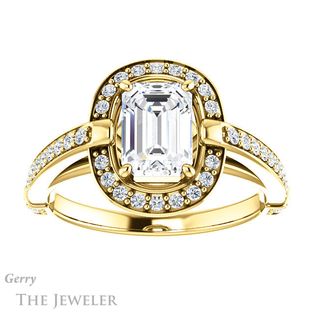 Emerald Cut Forever Brilliant Moissanite Engagement Ring #GTJ1051-emerald-fb-y