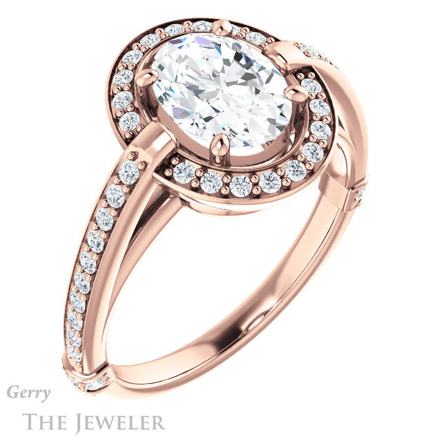 Oval Shaped Forever One Moissanite Engagement Ring #GTJ1051-oval-fo-r