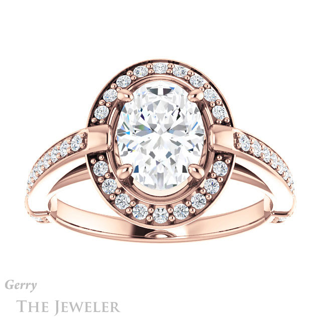 Oval Shaped Forever One Moissanite Engagement Ring #GTJ1051-oval-fo-r