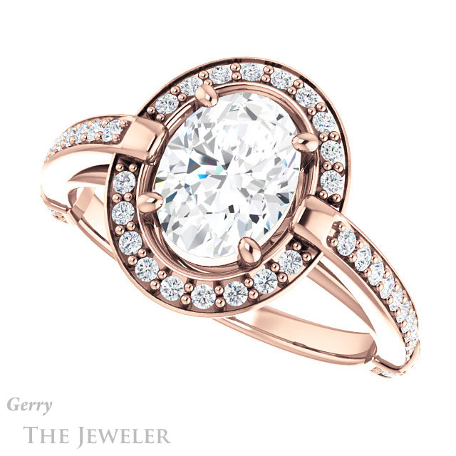Oval Shaped Forever One Moissanite Engagement Ring #GTJ1051-oval-fo-r
