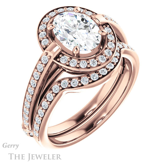 Oval Shaped Forever One Moissanite Engagement Ring #GTJ1051-oval-fo-r