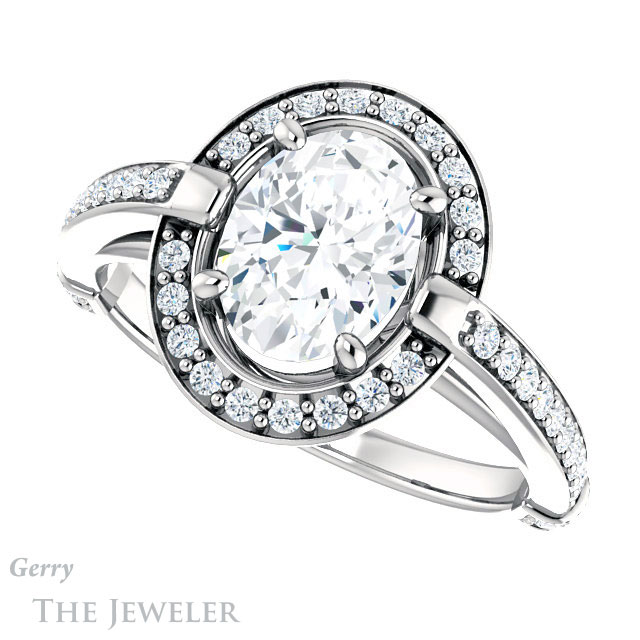 Oval Shaped Forever One Moissanite Engagement Ring #GTJ1051-oval-fo-w 5 Oval Shaped Forever One Moissanite Engagement Ring #GTJ1051-oval-fo-w