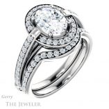 Oval Shaped Forever One Moissanite Engagement Ring #GTJ1051-oval-fo-w 6 Oval Shaped Forever One Moissanite Engagement Ring #GTJ1051-oval-fo-w