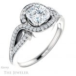 Cushion Cut Forever One Moissanite Engagement Ring #GTJ1052-cushion-fo-w 4 Cushion Cut Forever One Moissanite Engagement Ring #GTJ1052-cushion-fo-w