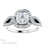 Cushion Cut Forever One Moissanite Engagement Ring #GTJ1052-cushion-fo-w 1 Cushion Cut Forever One Moissanite Engagement Ring #GTJ1052-cushion-fo-w
