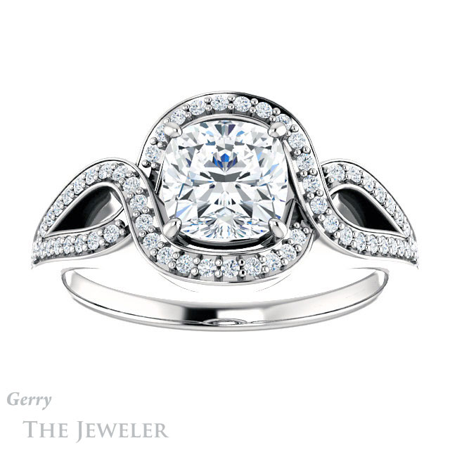 Cushion Cut Forever One Moissanite Engagement Ring #GTJ1052-cushion-fo-w