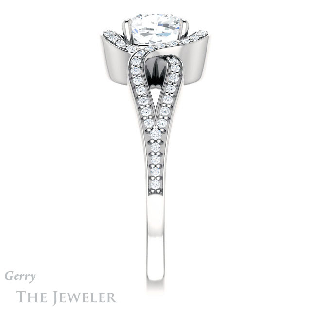 Cushion Cut Forever One Moissanite Engagement Ring #GTJ1052-cushion-fo-w 3 Cushion Cut Forever One Moissanite Engagement Ring #GTJ1052-cushion-fo-w