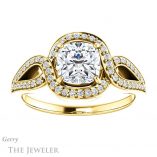 Cushion Cut Forever One Moissanite Engagement Ring #GTJ1052-cushion-fo-y 1 Cushion Cut Forever One Moissanite Engagement Ring #GTJ1052-cushion-fo-y