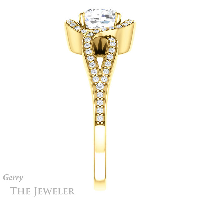 Cushion Cut Forever One Moissanite Engagement Ring #GTJ1052-cushion-fo-y 3 Cushion Cut Forever One Moissanite Engagement Ring #GTJ1052-cushion-fo-y