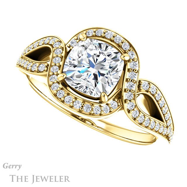 Cushion Cut Forever One Moissanite Engagement Ring #GTJ1052-cushion-fo-y 5 Cushion Cut Forever One Moissanite Engagement Ring #GTJ1052-cushion-fo-y