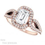 Emerald Cut Forever Brilliant Moissanite Engagement Ring #GTJ1052-emerald-fb-r