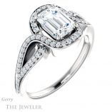 Emerald Cut Forever One Moissanite Engagement Ring #GTJ1052-emerald-fb-w 4 Emerald Cut Forever Brilliant Moissanite Engagement Ring #GTJ1052-emerald-fb-w