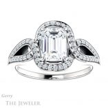 Emerald Cut Forever One Moissanite Engagement Ring #GTJ1052-emerald-fb-w 1 Emerald Cut Forever Brilliant Moissanite Engagement Ring #GTJ1052-emerald-fb-w
