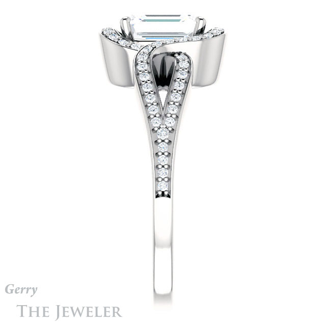Emerald Cut Forever One Moissanite Engagement Ring #GTJ1052-emerald-fb-w 3 Emerald Cut Forever Brilliant Moissanite Engagement Ring #GTJ1052-emerald-fb-w
