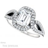 Emerald Cut Forever One Moissanite Engagement Ring #GTJ1052-emerald-fb-w 5 Emerald Cut Forever Brilliant Moissanite Engagement Ring #GTJ1052-emerald-fb-w