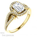 Emerald Cut Forever Brilliant Moissanite Engagement Ring #GTJ1052-emerald-fb-y