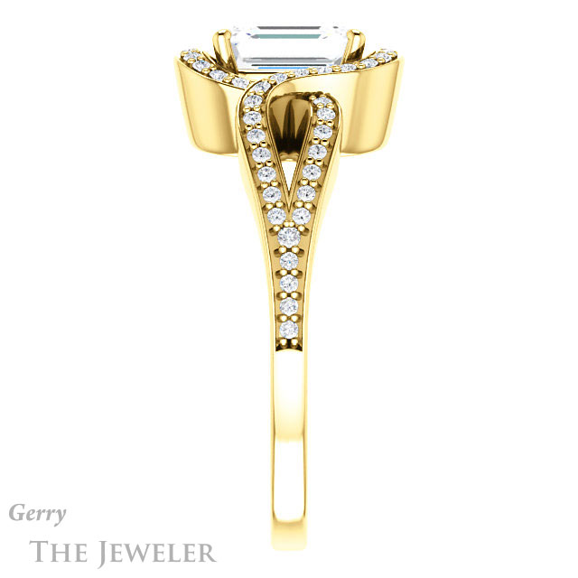 Emerald Cut Forever Brilliant Moissanite Engagement Ring #GTJ1052-emerald-fb-y