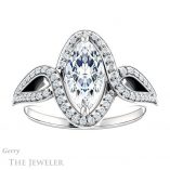 Marquise Cut Forever One Moissanite Engagement Ring #GTJ1052-marquise-fb-w 1 Marquise Cut Forever Brilliant Moissanite Engagement Ring #GTJ1052-marquise-fb-w