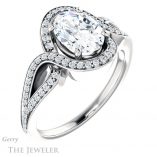 Oval Shaped Forever One Moissanite Engagement Ring #GTJ1052-oval-fo-w 4 Oval Shaped Forever One Moissanite Engagement Ring #GTJ1052-oval-fo-w