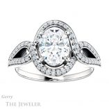 Oval Shaped Forever One Moissanite Engagement Ring #GTJ1052-oval-fo-w 1 Oval Shaped Forever One Moissanite Engagement Ring #GTJ1052-oval-fo-w
